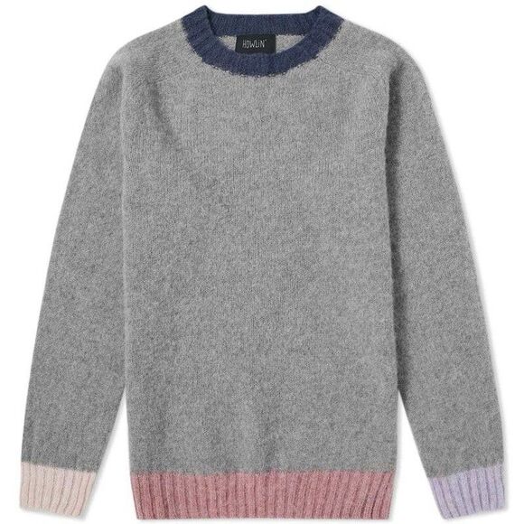 Howlin' Behind The Light Contrast Crew Knit Wool Sweater Made In Scotland Small - Picture 1 of 8
